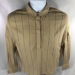 Urban Outfitters Beige Striped Button-Down Shirt